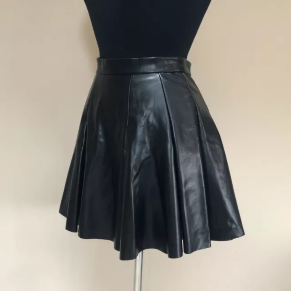 NWT AQUA Bloomingdale’s Faux Leather Pleated Skirt